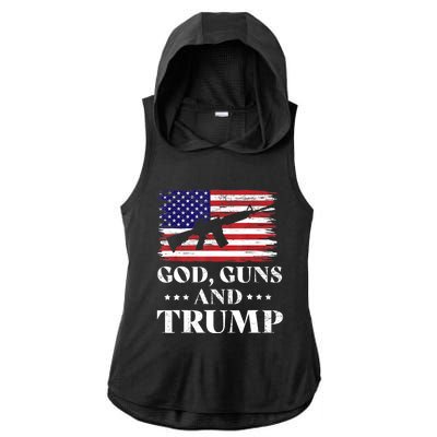 God Guns And Trump Gift For Donald Trump Supporters On President's Day Ladies PosiCharge Tri-Blend Wicking Draft Hoodie Tank