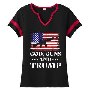 God Guns And Trump Gift For Donald Trump Supporters On President's Day Ladies Halftime Notch Neck Tee