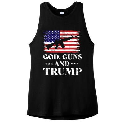 God Guns And Trump Gift For Donald Trump Supporters On President's Day Ladies PosiCharge Tri-Blend Wicking Tank