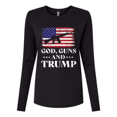 God Guns And Trump Gift For Donald Trump Supporters On President's Day Womens Cotton Relaxed Long Sleeve T-Shirt