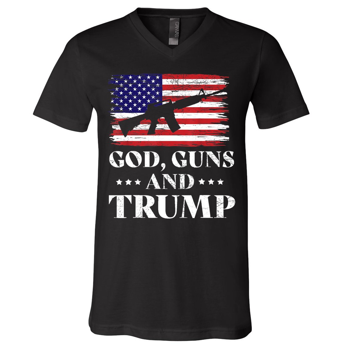 God Guns And Trump Gift For Donald Trump Supporters On President's Day V-Neck T-Shirt
