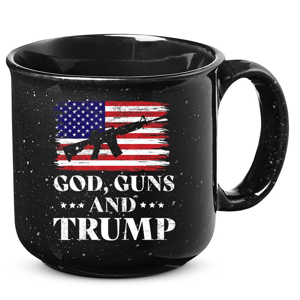 God Guns And Trump Gift For Donald Trump Supporters On President's Day 15oz Campfire Ceramic Mug