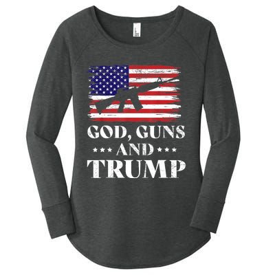 God Guns And Trump Gift For Donald Trump Supporters On President's Day Women's Perfect Tri Tunic Long Sleeve Shirt