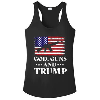 God Guns And Trump Gift For Donald Trump Supporters On President's Day Ladies PosiCharge Competitor Racerback Tank