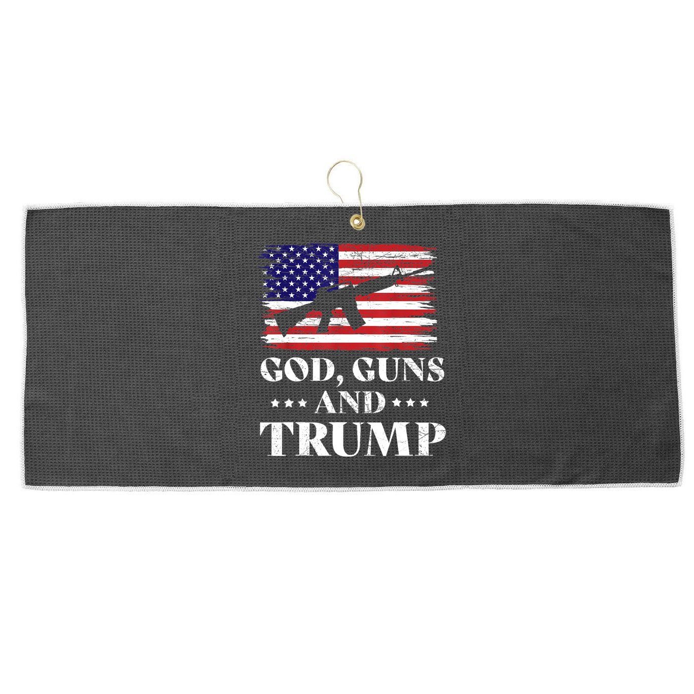 God Guns And Trump Gift For Donald Trump Supporters On President's Day Large Microfiber Waffle Golf Towel