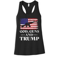 God Guns And Trump Gift For Donald Trump Supporters On President's Day Women's Racerback Tank