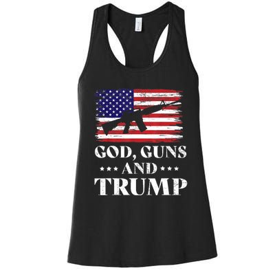 God Guns And Trump Gift For Donald Trump Supporters On President's Day Women's Racerback Tank