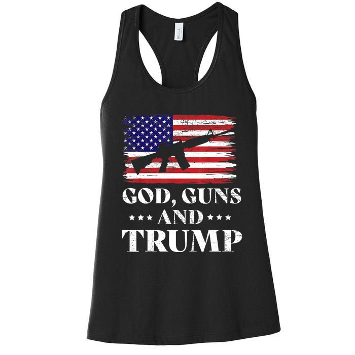 God Guns And Trump Gift For Donald Trump Supporters On President's Day Women's Racerback Tank