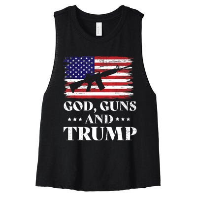 God Guns And Trump Gift For Donald Trump Supporters On President's Day Women's Racerback Cropped Tank