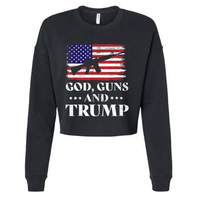 God Guns And Trump Gift For Donald Trump Supporters On President's Day Cropped Pullover Crew