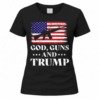 God Guns And Trump Gift For Donald Trump Supporters On President's Day Women's T-Shirt