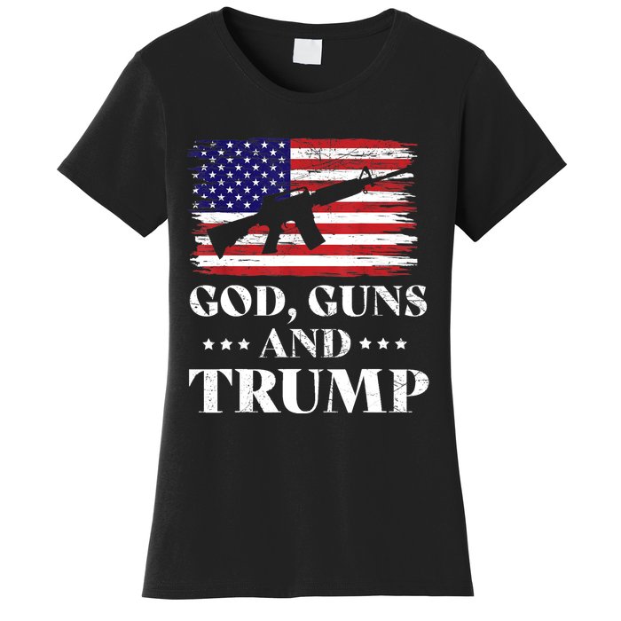 God Guns And Trump Gift For Donald Trump Supporters On President's Day Women's T-Shirt