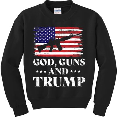 God Guns And Trump Gift For Donald Trump Supporters On President's Day Kids Sweatshirt