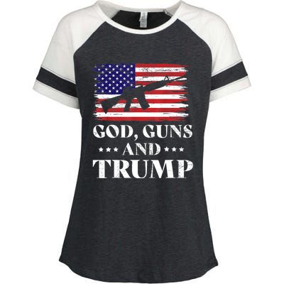 God Guns And Trump Gift For Donald Trump Supporters On President's Day Enza Ladies Jersey Colorblock Tee