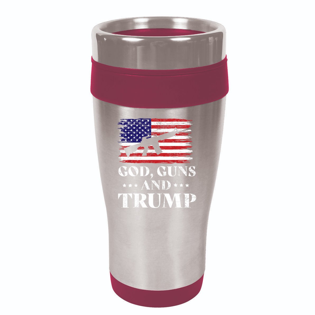 God Guns And Trump Gift For Donald Trump Supporters On President's Day 16oz Travel Tumbler