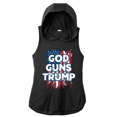 God Guns And Trump 2020 American Flag Cute Gift Ladies PosiCharge Tri-Blend Wicking Draft Hoodie Tank