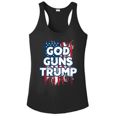 God Guns And Trump 2020 American Flag Cute Gift Ladies PosiCharge Competitor Racerback Tank