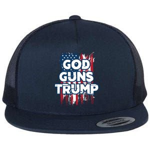 God Guns And Trump 2020 American Flag Cute Gift Flat Bill Trucker Hat