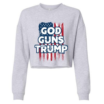 God Guns And Trump 2020 American Flag Cute Gift Cropped Pullover Crew