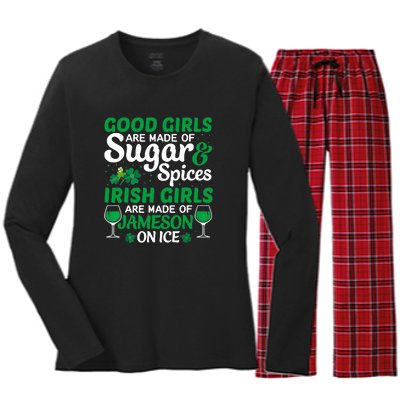 Good Girls Are Made Of Sugar And Spices Irish Girls Are MadeSt Patrick Day Women's Long Sleeve Flannel Pajama Set 