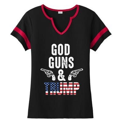 God Guns And Trump Republican Support Merica Gift Ladies Halftime Notch Neck Tee