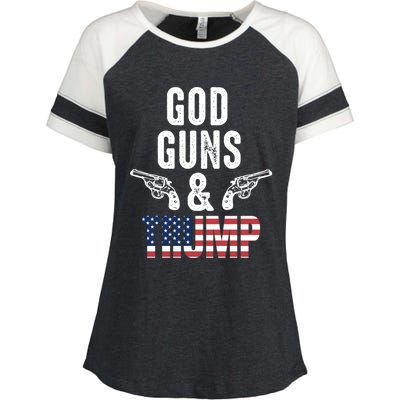 God Guns And Trump Republican Support Merica Gift Enza Ladies Jersey Colorblock Tee