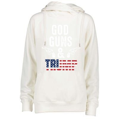 God Guns And Trump Republican Support Merica Gift Womens Funnel Neck Pullover Hood