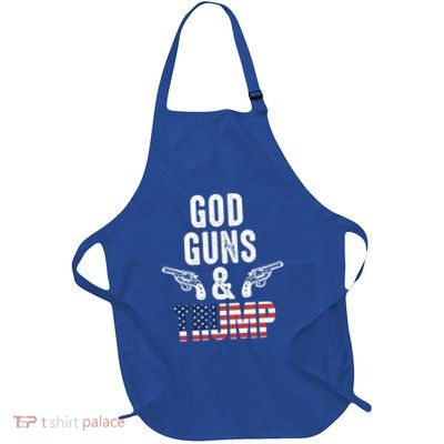 God Guns And Trump Republican Support Merica Gift Full-Length Apron With Pockets