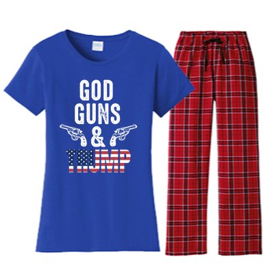 God Guns And Trump Republican Support Merica Gift Women's Flannel Pajama Set