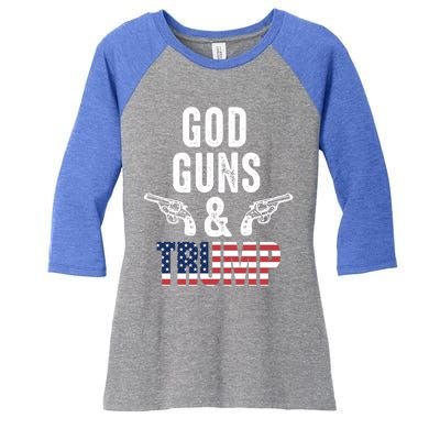 God Guns And Trump Republican Support Merica Gift Women's Tri-Blend 3/4-Sleeve Raglan Shirt