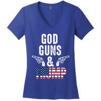 God Guns And Trump Republican Support Merica Gift Women's V-Neck T-Shirt