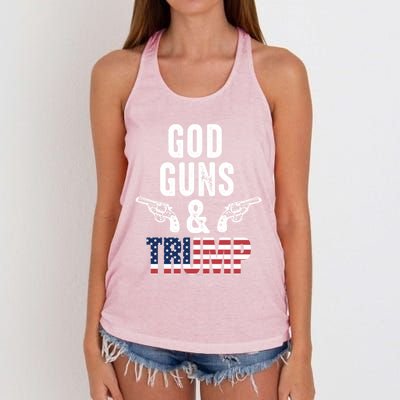 God Guns And Trump Republican Support Merica Gift Women's Knotted Racerback Tank