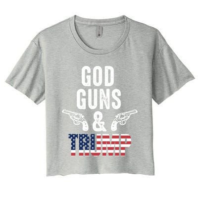 God Guns And Trump Republican Support Merica Gift Women's Crop Top Tee