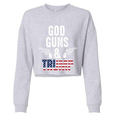 God Guns And Trump Republican Support Merica Gift Cropped Pullover Crew