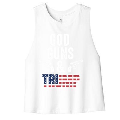 God Guns And Trump Republican Support Merica Gift Women's Racerback Cropped Tank