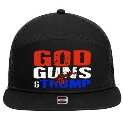 God Guns And Trump 2nd Adt Trump Supporters Meaningful Gift 7 Panel Mesh Trucker Snapback Hat