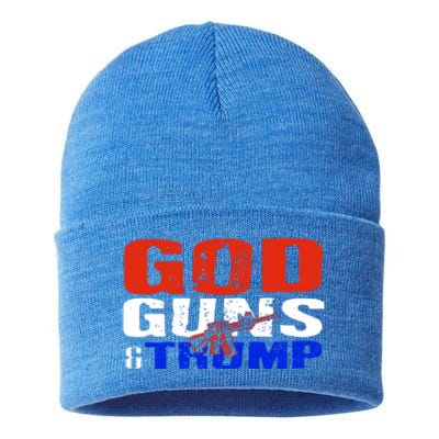 God Guns And Trump 2nd Adt Trump Supporters Meaningful Gift Sustainable Knit Beanie