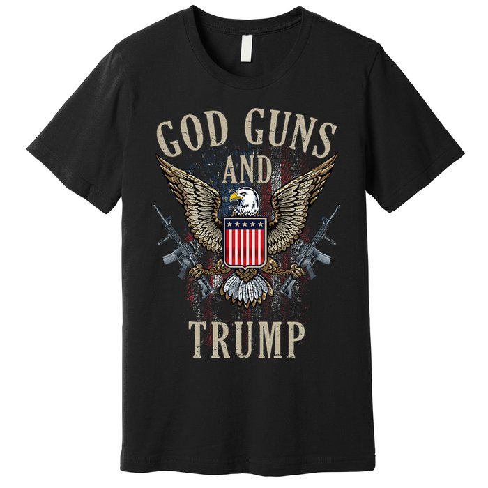 God Guns And Trump 2nd Amendment Flag Ar15 American Flag Premium T-Shirt