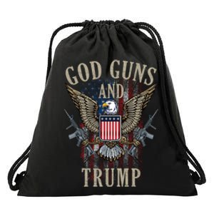 God Guns And Trump 2nd Amendment Flag Ar15 American Flag Drawstring Bag