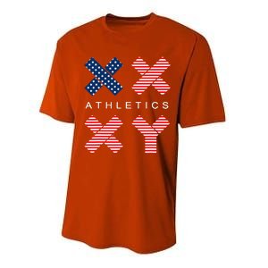 Gender Genetic American Flag Xx Xy Athletics Performance Sprint T-Shirt