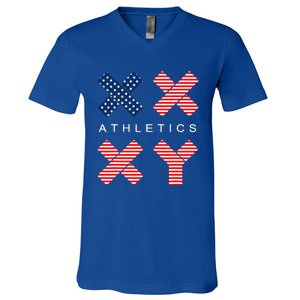 Gender Genetic American Flag Xx Xy Athletics V-Neck T-Shirt