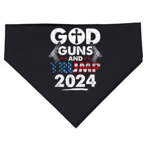 God Guns And Trump 2024 Usa American Flag USA-Made Doggie Bandana