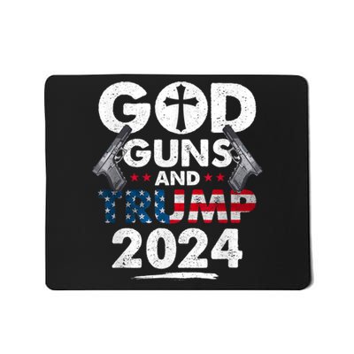 God Guns And Trump 2024 Usa American Flag Mousepad