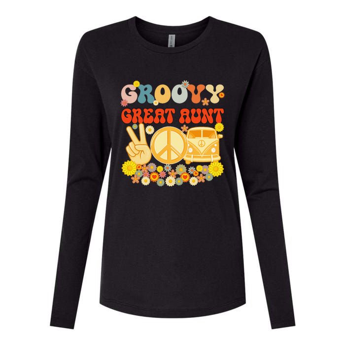 Groovy Great Aunt Retro Matching Family Baby Shower Mother's Womens Cotton Relaxed Long Sleeve T-Shirt