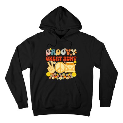 Groovy Great Aunt Retro Matching Family Baby Shower Mother's Hoodie