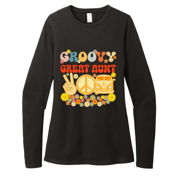 Groovy Great Aunt Retro Matching Family Baby Shower Mother's Womens CVC Long Sleeve Shirt