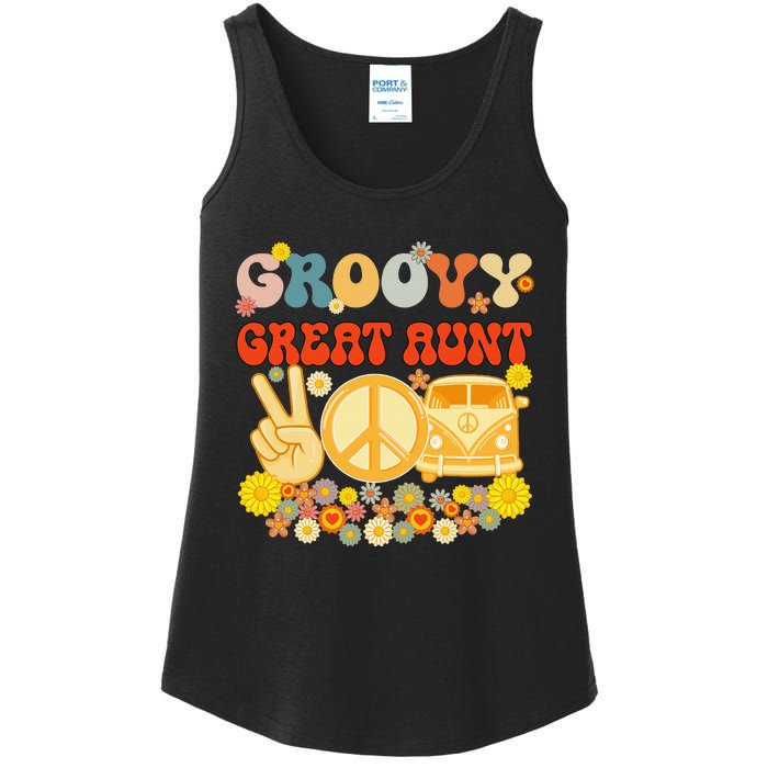 Groovy Great Aunt Retro Matching Family Baby Shower Mother's Ladies Essential Tank