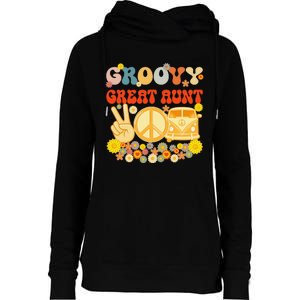 Groovy Great Aunt Retro Matching Family Baby Shower Mother's Womens Funnel Neck Pullover Hood