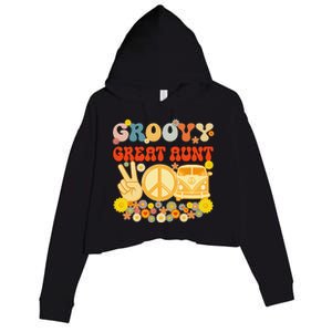 Groovy Great Aunt Retro Matching Family Baby Shower Mother's Crop Fleece Hoodie