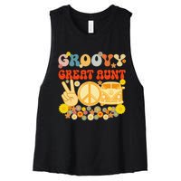 Groovy Great Aunt Retro Matching Family Baby Shower Mother's Women's Racerback Cropped Tank